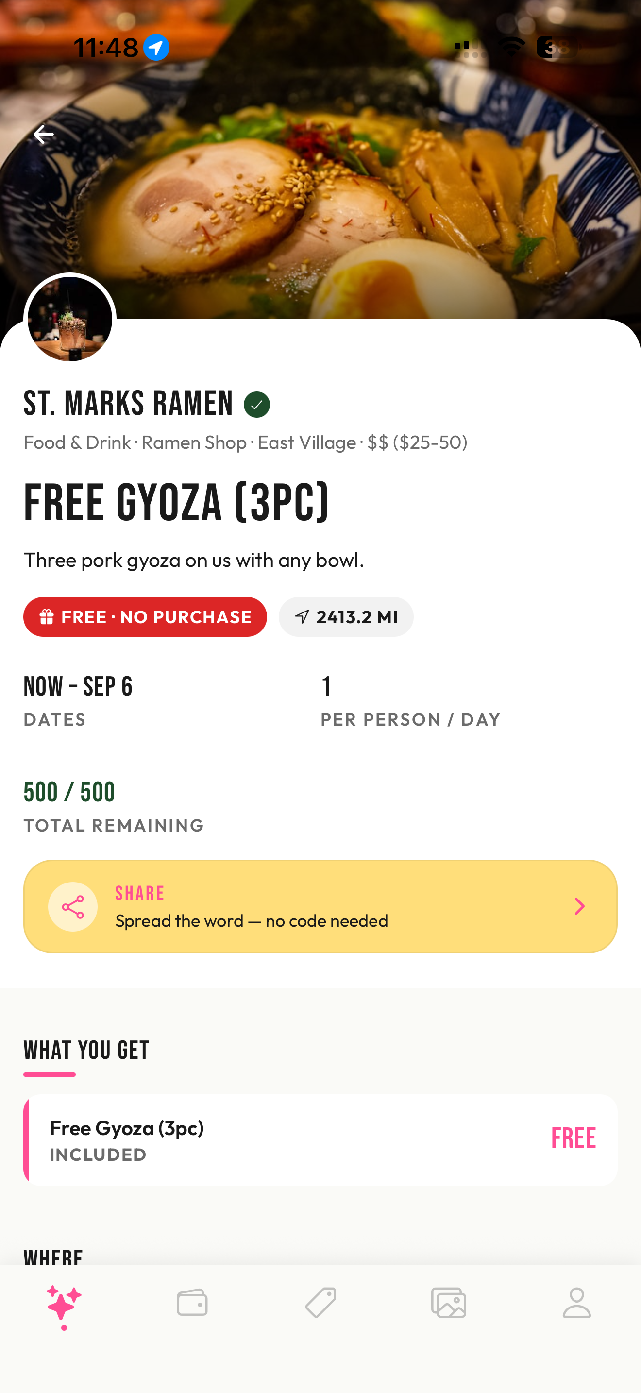 Redeem a deal in the SparqList app